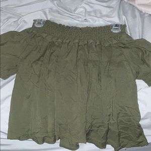 green off the shoulder halter top
